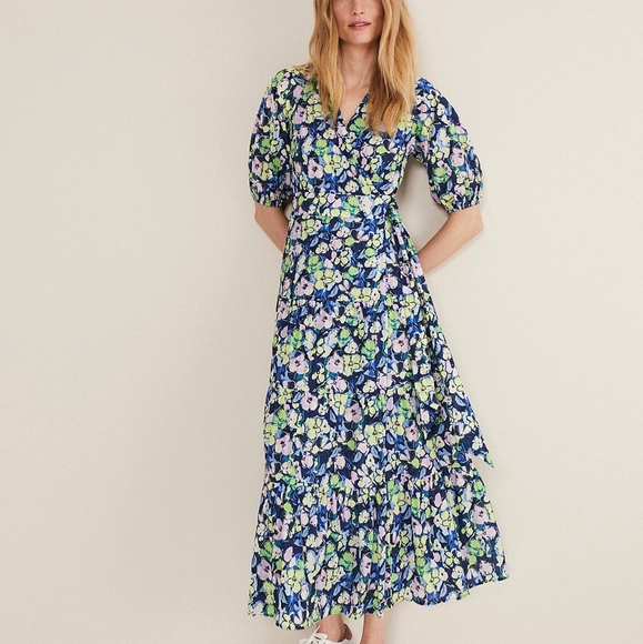 Phase Eight Blue Floral Wrap Maxi Dress - Picture 1 of 11